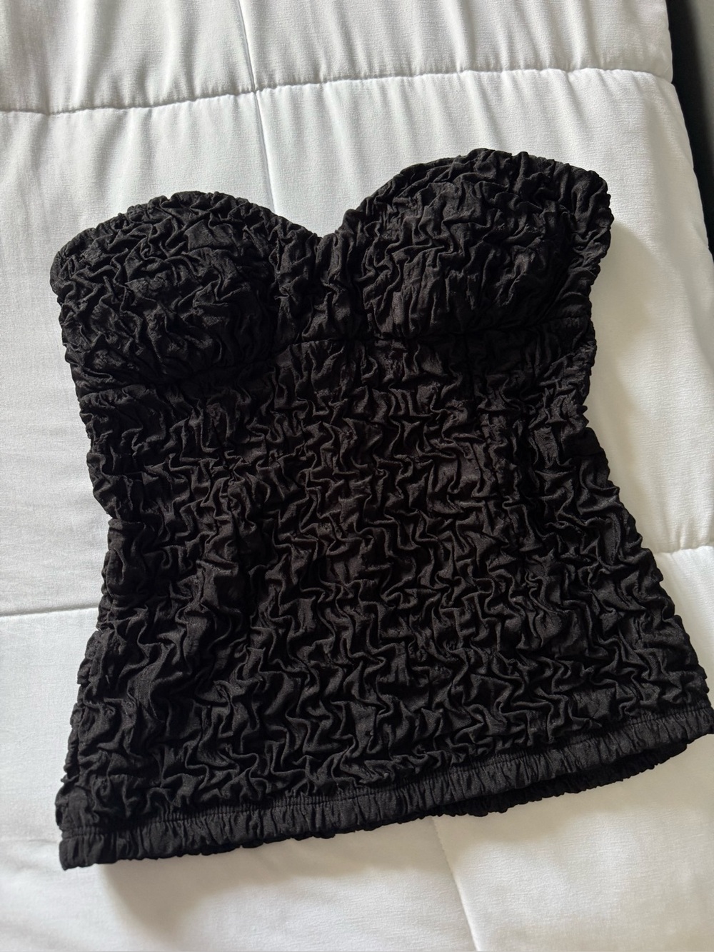 Vintage Black Ruched Sweetheart Corset Top 🖤